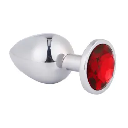 Metal anal dilator with red crystal Metal anal dilator with red crystal
