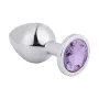 Metal Anal Plug Purple Crystal Metal anal plug with purple crystal — sizes S M L chrome surface
