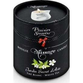 Plaisirs Secrets White Tea massage candle, ceramic jug with pouring spout, 80 ml, France