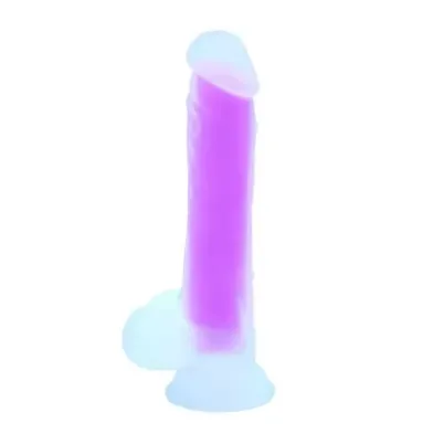 Jelly realistic dildo transparent purple YEAIN — liquid silicone, suction cup base, 19.5 cm