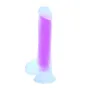 Jelly realistic dildo transparent purple YEAIN — liquid silicone, suction cup base, 19.5 cm