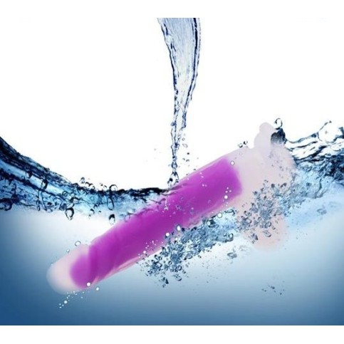 Jelly realistic dildo transparent purple YEAIN — liquid silicone, suction cup base, 19.5 cm