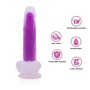 Jelly realistic dildo transparent purple YEAIN — liquid silicone, suction cup base, 19.5 cm