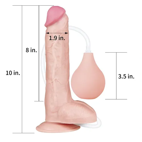 Squirt Extreme 10 ejaculating dildo TPE skin tone realistic suction cup pump