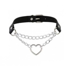 Choker with chains and heart Choker Heart Chain black