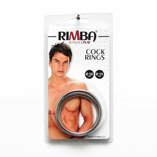 Rimba L metal cock ring set 50 and 55 mm silver