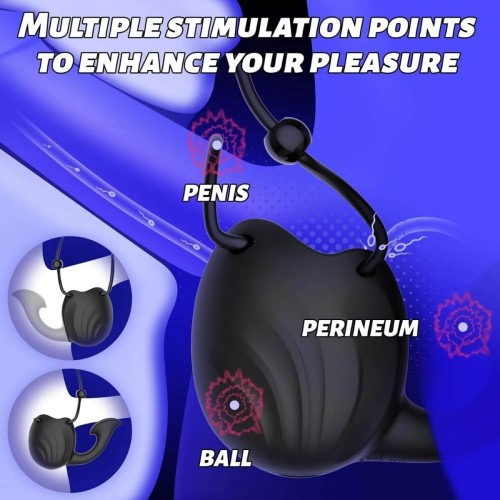 Passion Labs Male Cage black vibrating cock ring with ball sleeve