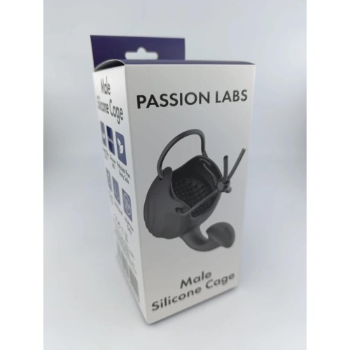 Passion Labs Male Cage black vibrating cock ring with ball sleeve
