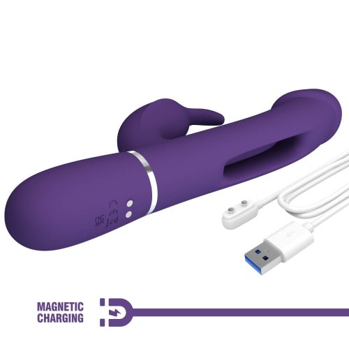 Pretty Love Kampas rabbit vibrator dark purple Pretty Love Kampas dark purple dual motor rabbit vibrator with swinging tongue and clitoral ears