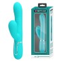 Pretty Love Mariana turquoise thumping rabbit vibrator with clitoral stimulator made of soft silicone
