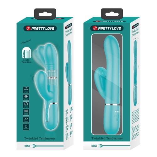 Pretty Love Mariana turquoise thumping rabbit vibrator with clitoral stimulator made of soft silicone
