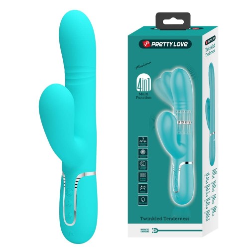 Pretty Love Mariana turquoise thumping rabbit vibrator with clitoral stimulator made of soft silicone
