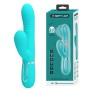 Pretty Love Mariana turquoise thumping rabbit vibrator with clitoral stimulator made of soft silicone