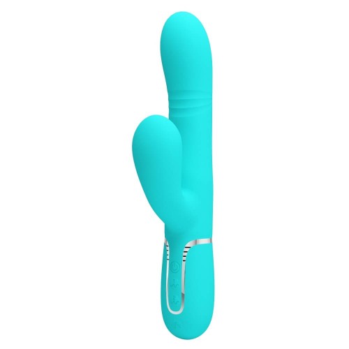 Pretty Love Mariana turquoise thumping rabbit vibrator with clitoral stimulator made of soft silicone