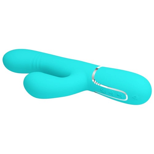 Pretty Love Mariana turquoise thumping rabbit vibrator with clitoral stimulator made of soft silicone