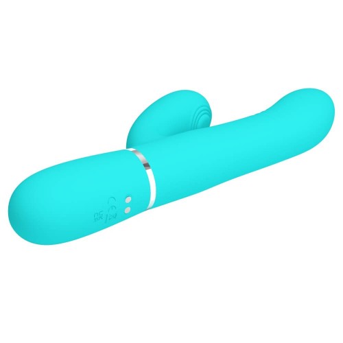 Pretty Love Mariana turquoise thumping rabbit vibrator with clitoral stimulator made of soft silicone