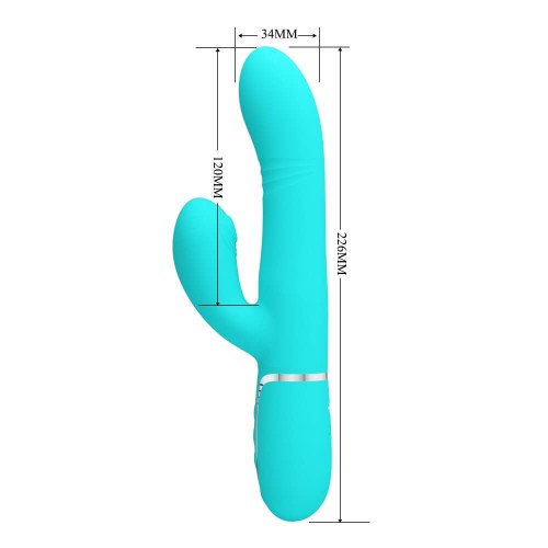 Pretty Love Mariana turquoise thumping rabbit vibrator with clitoral stimulator made of soft silicone