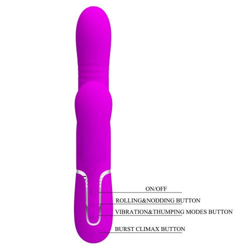 Pretty Love Mariana purple thumping rabbit vibrator with clitoral stimulator made of soft silicone