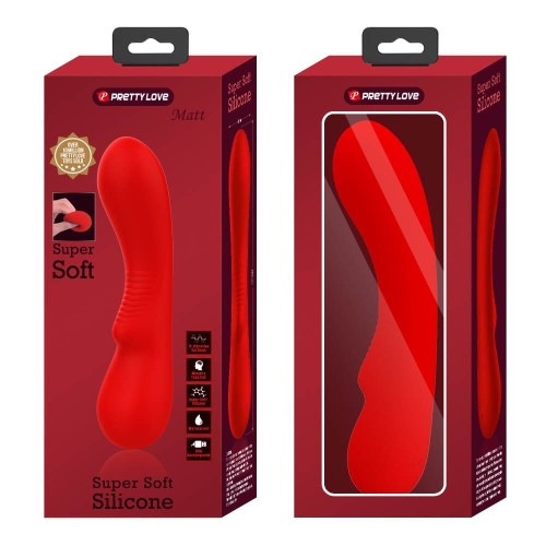 Pretty Love Matt red 12 function rabbit vibrator made of soft silicone