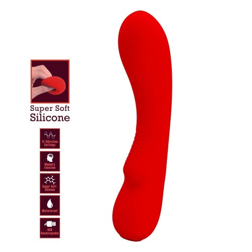 Pretty Love Matt red 12 function rabbit vibrator made of soft silicone