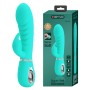 Pretty Love Prescott green soft rabbit vibrator with bulbous head and clitoral stimulator