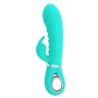 Pretty Love Prescott green soft rabbit vibrator with bulbous head and clitoral stimulator