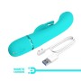 Pretty Love Scocco green rabbit vibrator with flexible curved head and clitoral stimulator