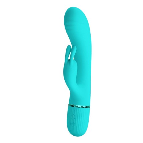 Pretty Love Scocco green rabbit vibrator with flexible curved head and clitoral stimulator