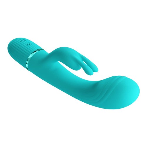 Pretty Love Scocco green rabbit vibrator with flexible curved head and clitoral stimulator