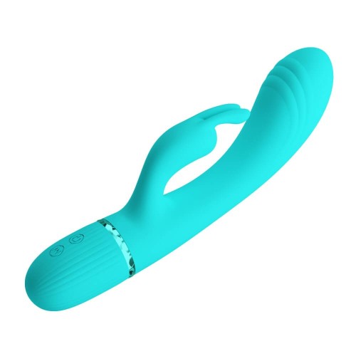 Pretty Love Scocco green rabbit vibrator with flexible curved head and clitoral stimulator