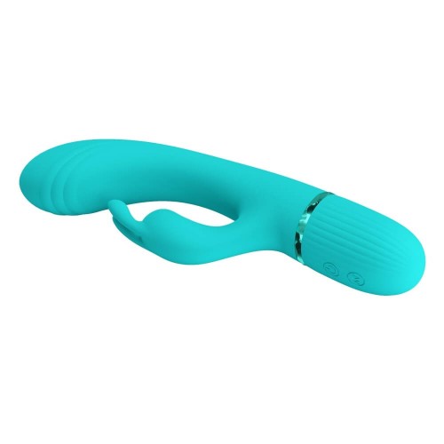 Pretty Love Scocco green rabbit vibrator with flexible curved head and clitoral stimulator