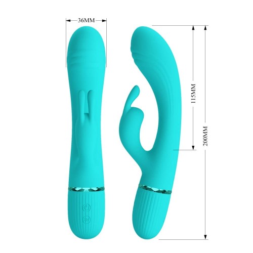 Pretty Love Scocco green rabbit vibrator with flexible curved head and clitoral stimulator