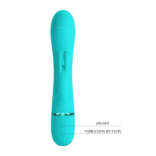 Pretty Love Scocco green rabbit vibrator with flexible curved head and clitoral stimulator