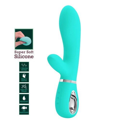 Pretty Love Thomas green super soft silicone vibrator with clitoral stimulator