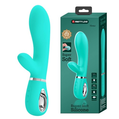 Pretty Love Thomas green super soft silicone vibrator with clitoral stimulator