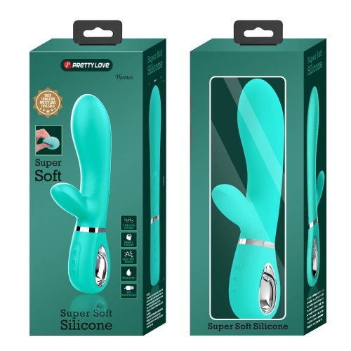 Pretty Love Thomas green super soft silicone vibrator with clitoral stimulator