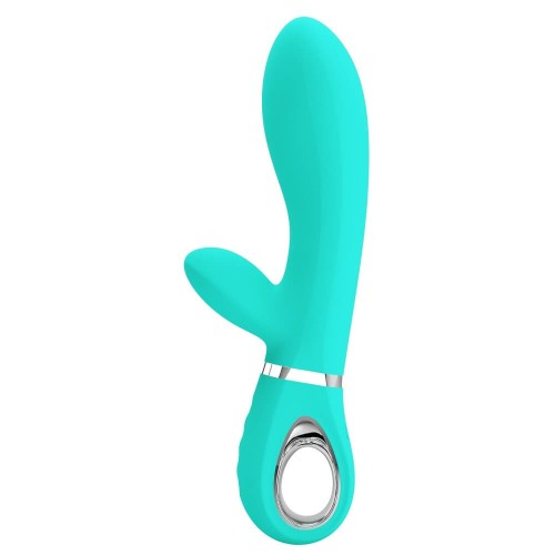 Pretty Love Thomas green super soft silicone vibrator with clitoral stimulator