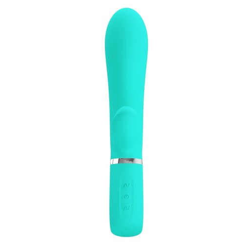 Pretty Love Thomas green super soft silicone vibrator with clitoral stimulator