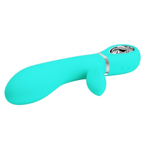 Pretty Love Thomas green super soft silicone vibrator with clitoral stimulator