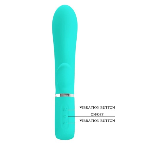 Pretty Love Thomas green super soft silicone vibrator with clitoral stimulator