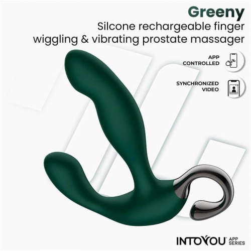 Intoyou Greeny простатен масажор зелен Intoyou Greeny зелен простатен масажор с движещ се пръст и приложение