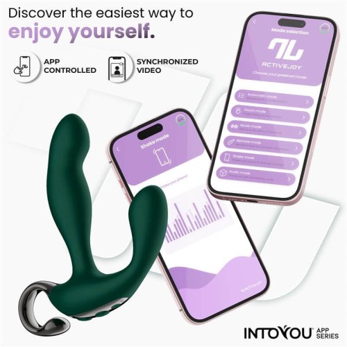 Intoyou Greeny простатен масажор зелен Intoyou Greeny зелен простатен масажор с движещ се пръст и приложение