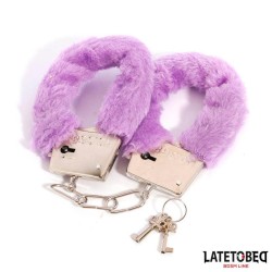Furry Metal Handcuffs Latetobed Purple
