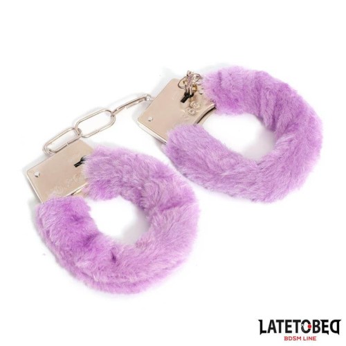 Latetobed furry handcuffs purple Latetobed purple furry metal handcuffs