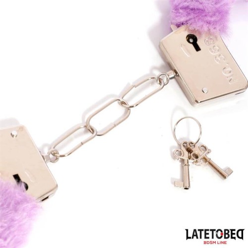 Latetobed furry handcuffs purple Latetobed purple furry metal handcuffs