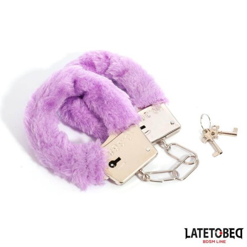 Latetobed furry handcuffs purple Latetobed purple furry metal handcuffs