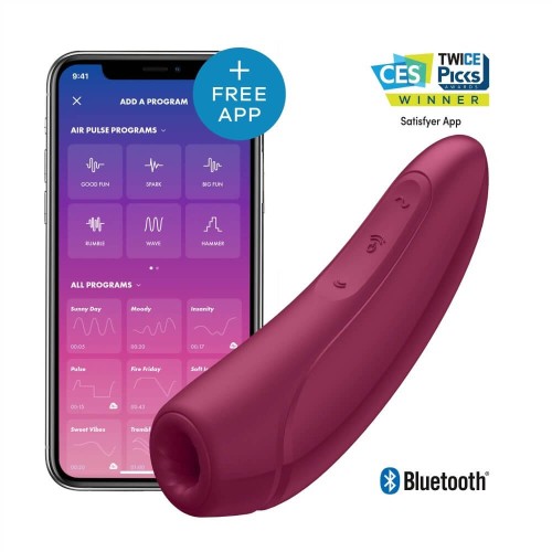 Satisfyer Curvy 1+ розово червен вакуумен клиторен стимулатор с вибрация