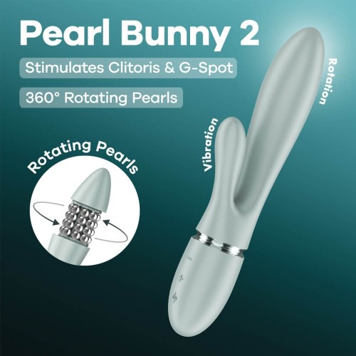 Satisfyer Pearl Bunny 2 grey green Satisfyer Pearl Bunny 2 grey green rabbit vibrator with rotating pearls