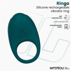Вибриращ пенис пръстен с приложение Intoyou Ringo зелен