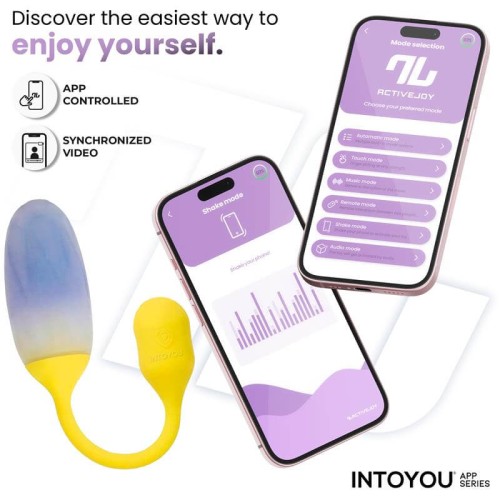 Intoyou Nexegg app controlled vibrating egg in yellow and purple
